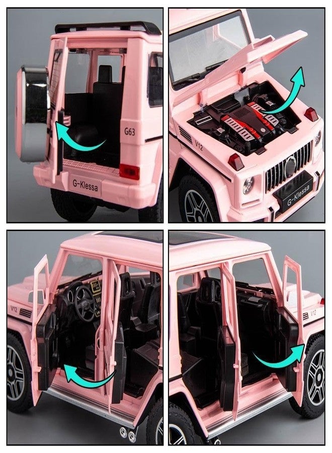 BDTCTK سيارة مرسيدس بنز G63 AMG نموذجية بمقياس 1/24 من BDTCTK، سيارة لعبة تعمل بالسحب للخلف مصنوعة من سبائك الزنك مع صوت وإضاءة، هدية مثالية للأطفال (لون وردي) - Image 5